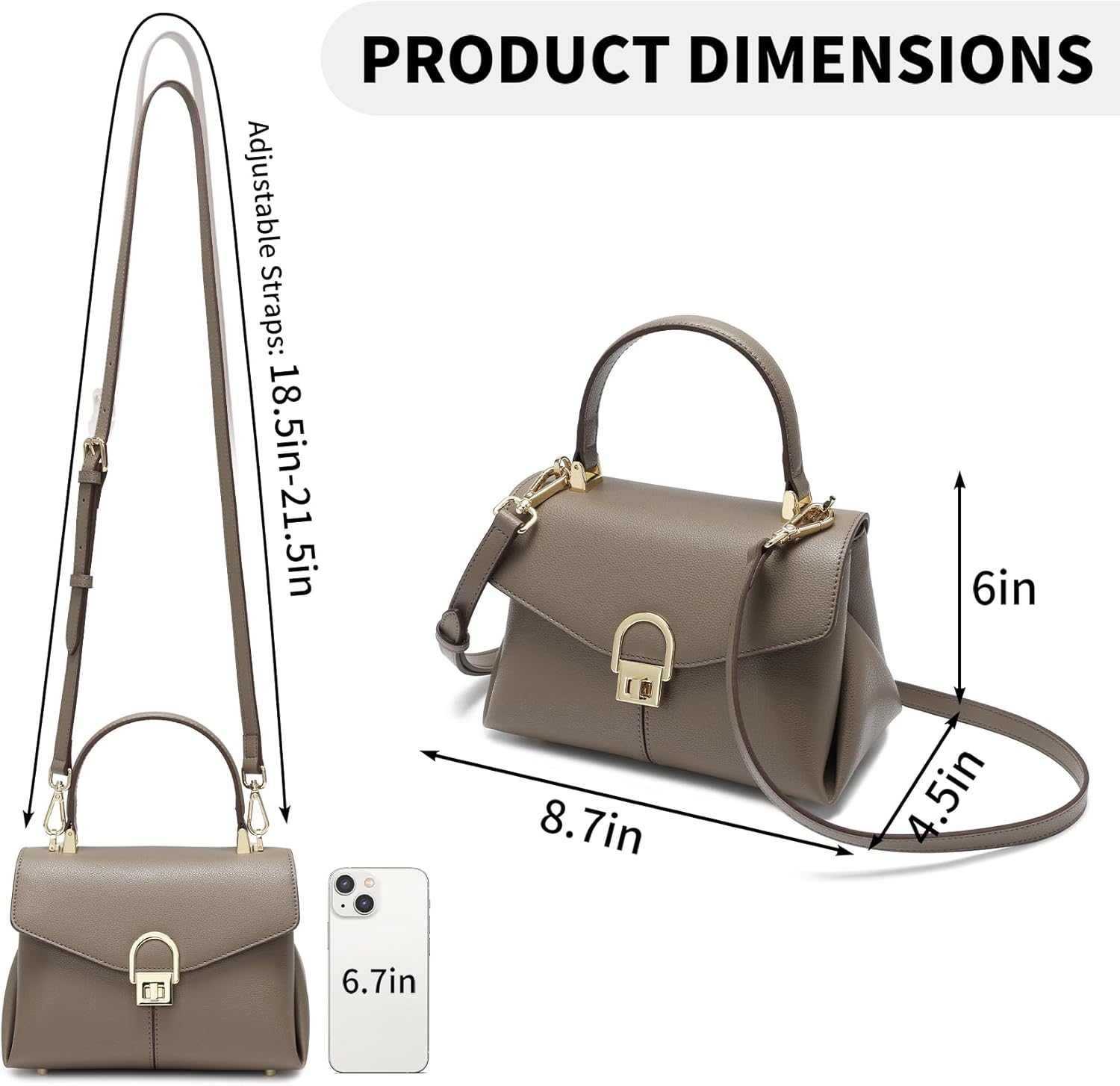 Top Handle Leather Tote Satchel Bag for Women, Ladies Shoulder Purses with Metal Button Lock - Image 6