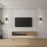 Vista 7 de Pangda Juego de 3 molduras de pared adhesivas estilo capa interior y exterior, panel de zócalo prefabricado para decoración de molduras de pared