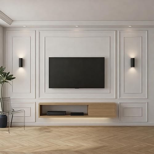 Pangda Kit de 3 molduras de pared autoadhesivas estilo capa interior y exterior, panel de zócalo prefabricado para decoración de molduras de pared