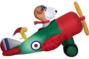 Gemmy Airblown Inflatable 4.5ft Snoopy in Airplane Scene