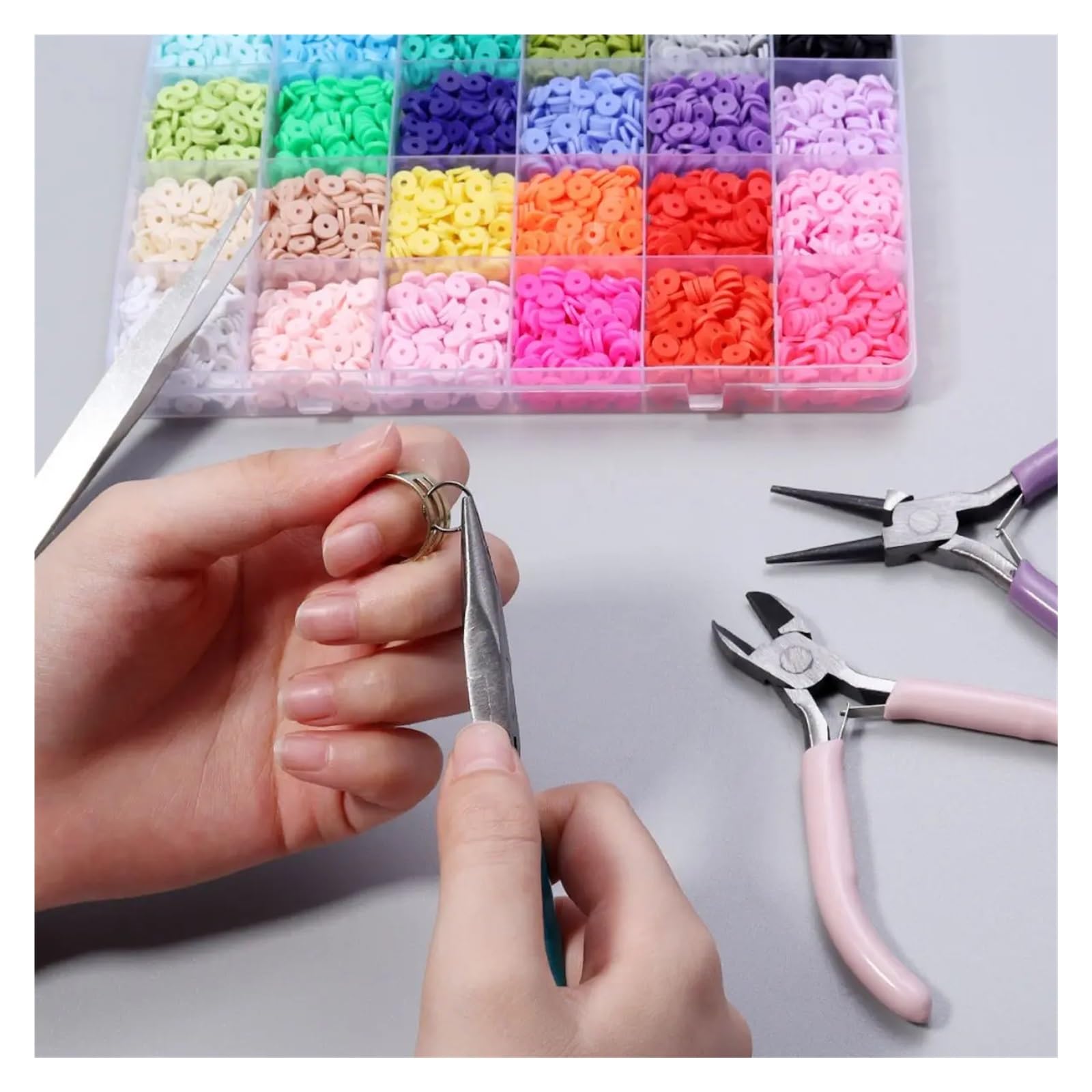 PezziPinze per Creazione Gioielli Set di pinze in metallo portatile a 3 colori, a becco tondo, pinzette, kit for lavori artigianali, perline, cucito e fai da te(5pcs)