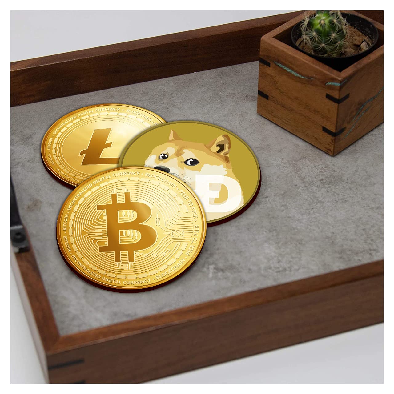 PAPER PLANE DESIGN Crypto Funny Cool Tea Coaster Set. (Set of 6, 4 inch)  Bitcoin, Doge, Etherium, xrp etc. : Amazon.in: Home & Kitchen