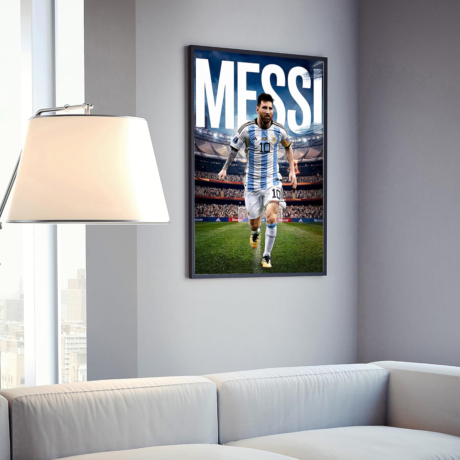 Messi Poster, Famous Soccer Player Posters, Leonel Messi Posters For Boys Bedroom, Soccer Wall Art, Gift for Fan Football, Leonel Messi Wall Art, Living Room Sport Room Gift for Fan Football- 24x36 Inches