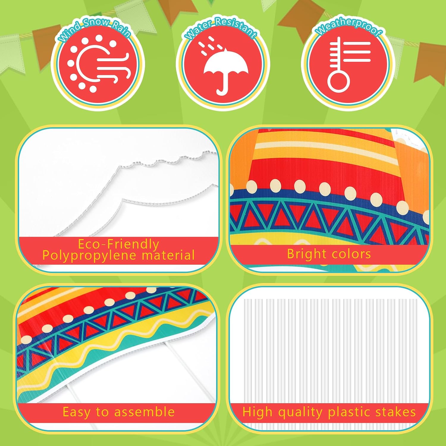 8 Pcs Cinco De Mayo Yard Signs Mexican Garden Fiesta Signs with Stakes Sombrero Cactus Yard Fiesta Lawn Set for Cinco De Mayo Mexican Party Supplies Outdoor