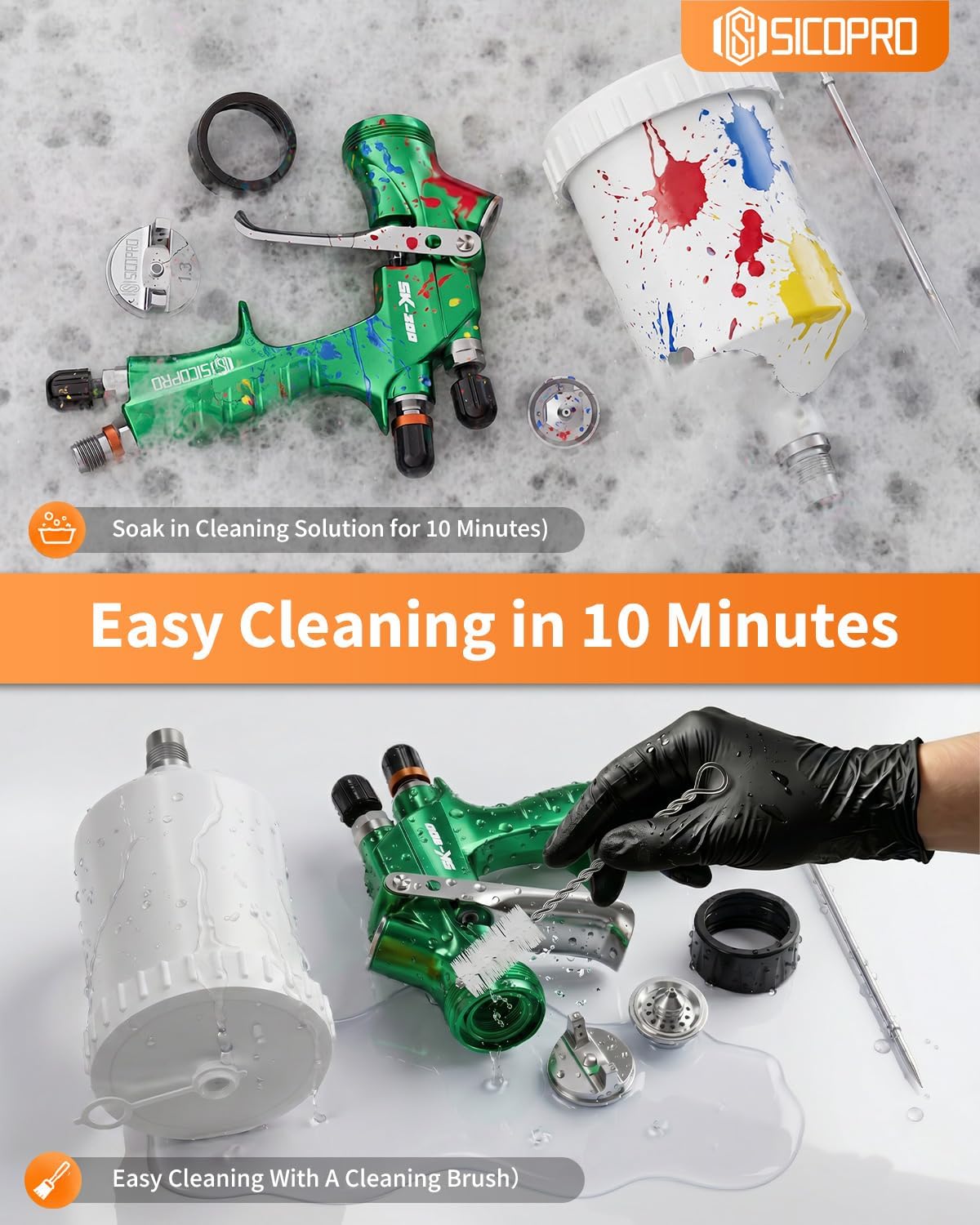 Professional LVLP Spray Gun, Automotive Paint Gun | Paint Sprayer Gun for Painting Cars, Paint Guns Automotive, Upgraded Car Painting Gun,1.3mm High-Precision Nozzles