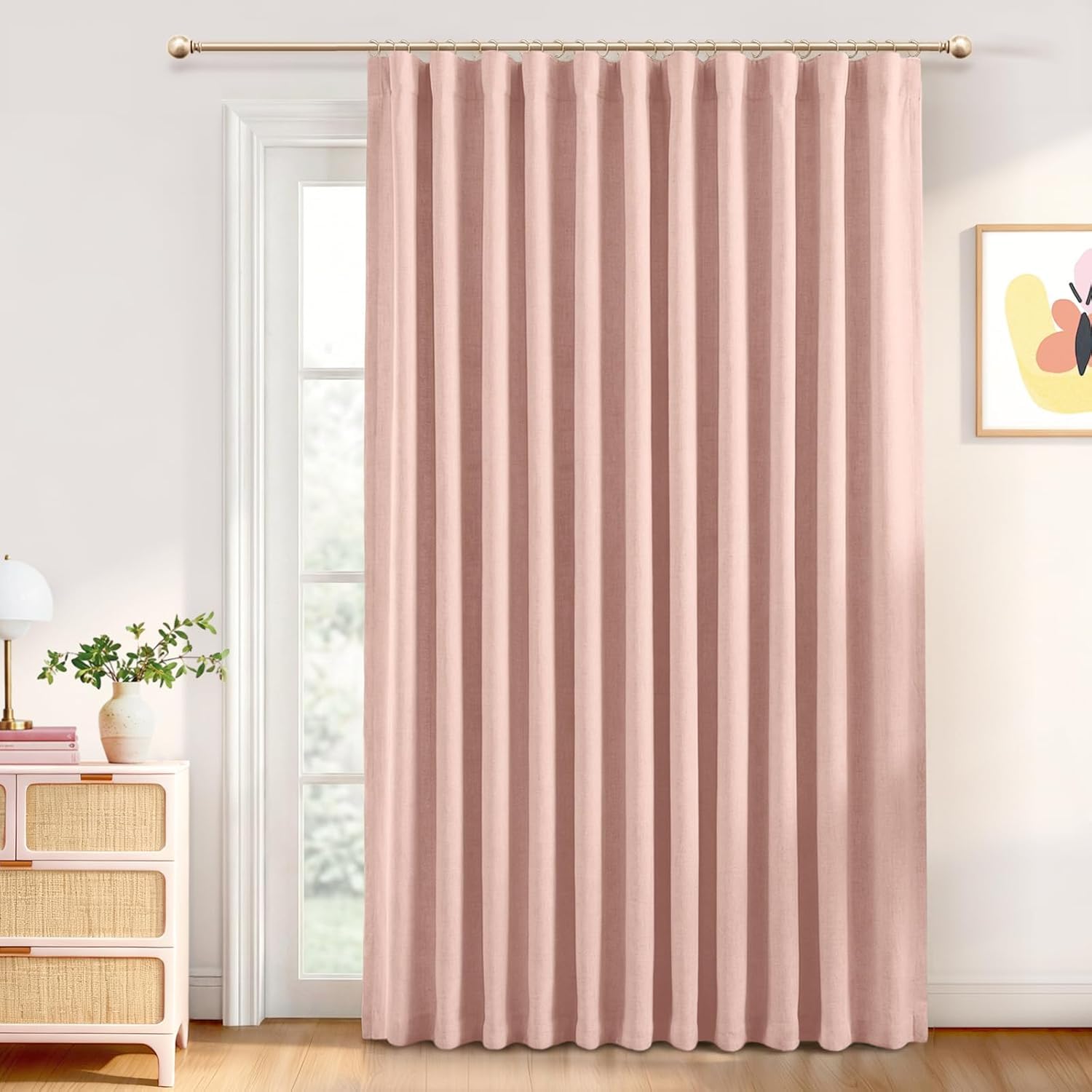 INOVADAY Linen Textured 100% Blackout Sliding Door Curtains 102x96