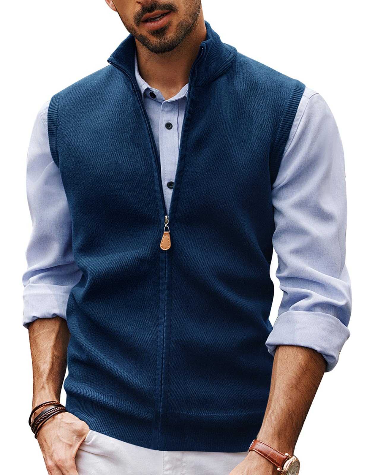 pj paul jones mens sweater vest full-up knitted vests casual stand collar vests sweater