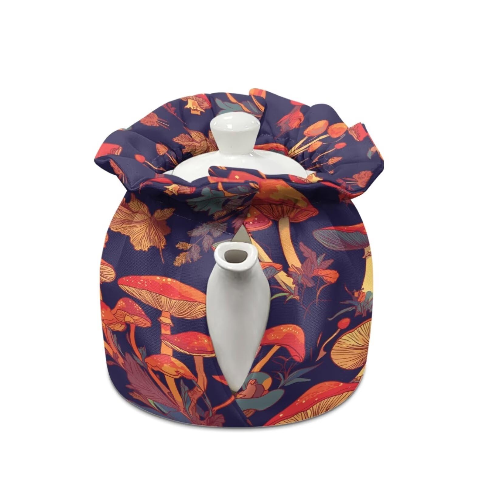 Goronwyfloyd Retro Mushroom Breakfast Pot Cover with Drawstring Design Decorative Accessories Tea Kettle Quilt for Home Kitchen Table Hotel Durable and Easy to Clean