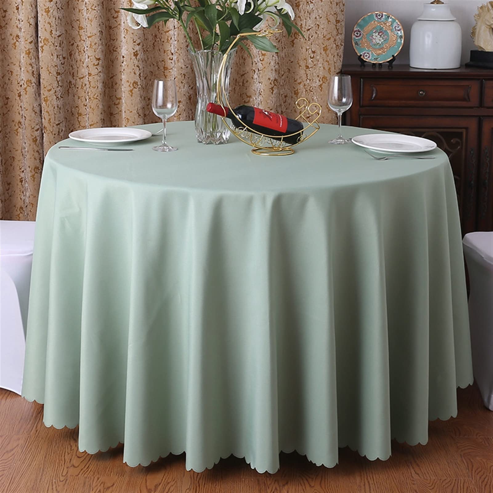 Nappe ronde noire en poly-lin de 180cm pour repas de fête