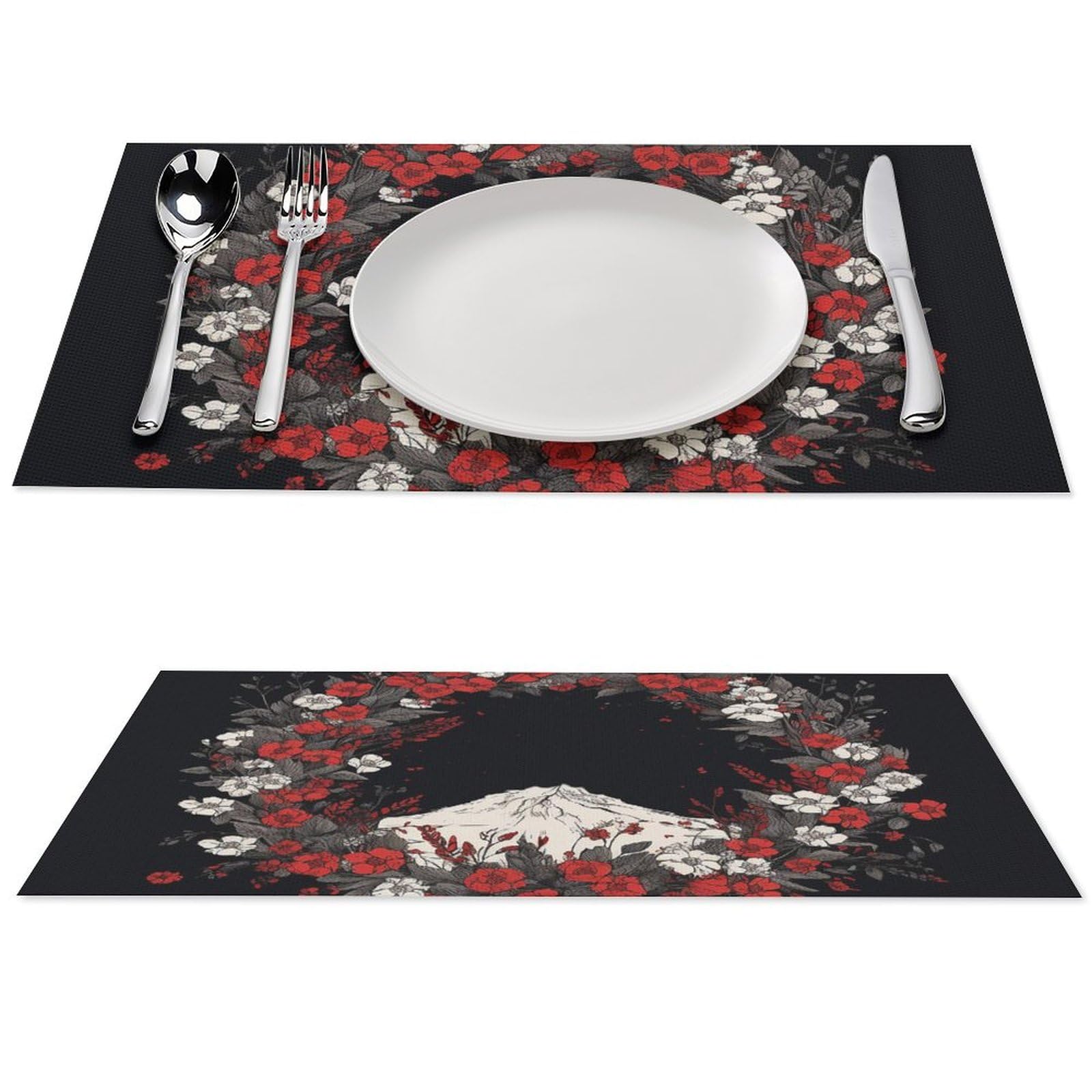 Sets de table faciles à nettoyer et résistants à la chaleur en forme de fleurs