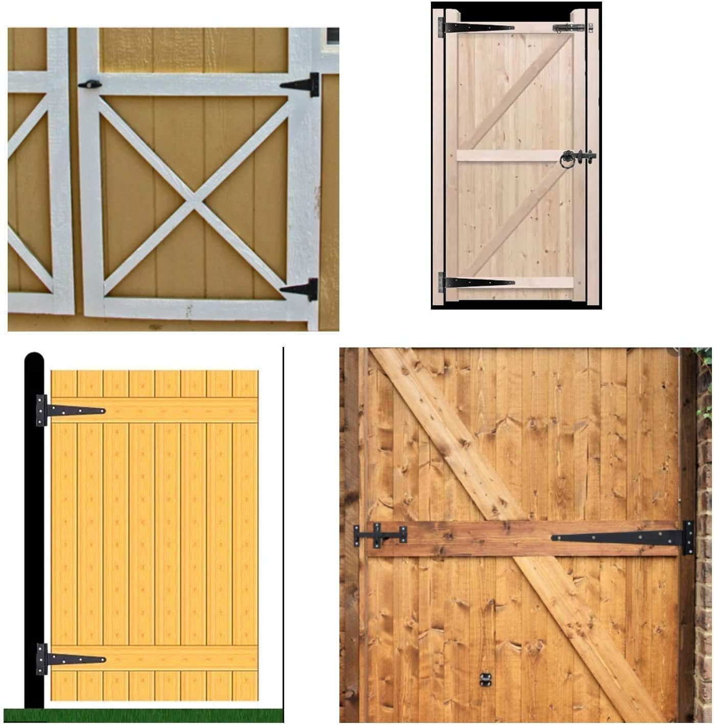 T-Strap Shed Hinge Gate Strap Heavy Duty Hinge Door Barn Gates Hinges (6, 8 inch)