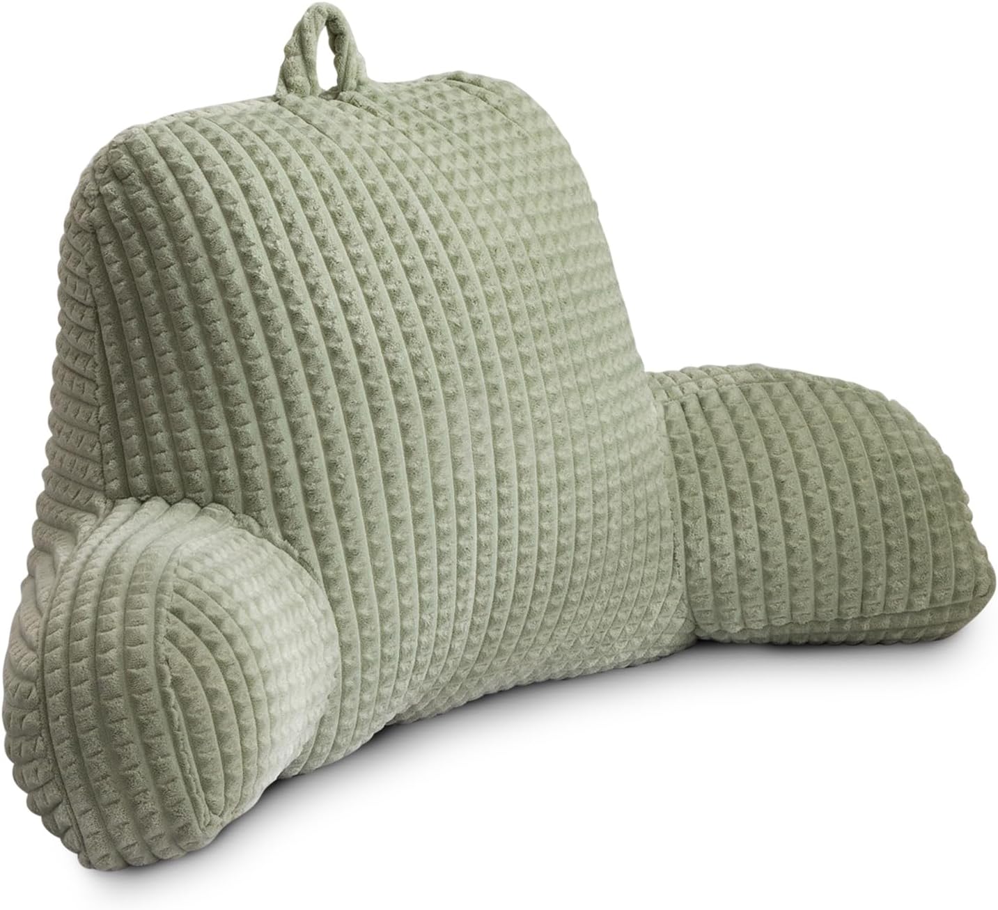 Holawakaka Reading Pillow for Bed and Sofa Couch Sitting Up, Backrest Pillows with Arms for Kids Teens Adults, Back Support Cushion for Lounging, Watching TV, Working on Laptop, Green