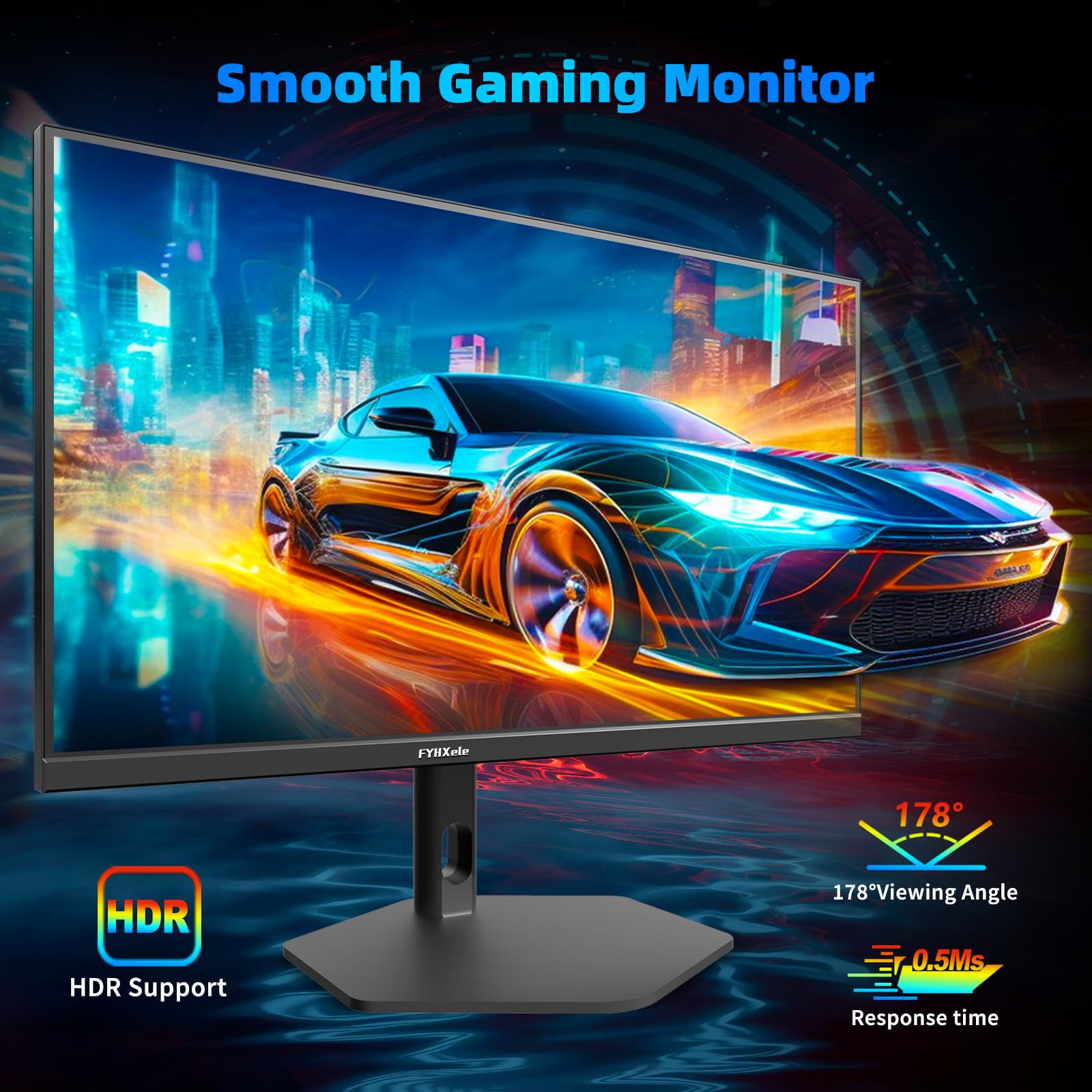 FYHXele Monitor para juegos de 27 pulgadas, 380Hz, FHD 1080P, 0.5 ms, sin marco, monitor de computadora ultra delgado, monitor vertical ajustable de altura/pivote/giratorio/inclinación, compatible con