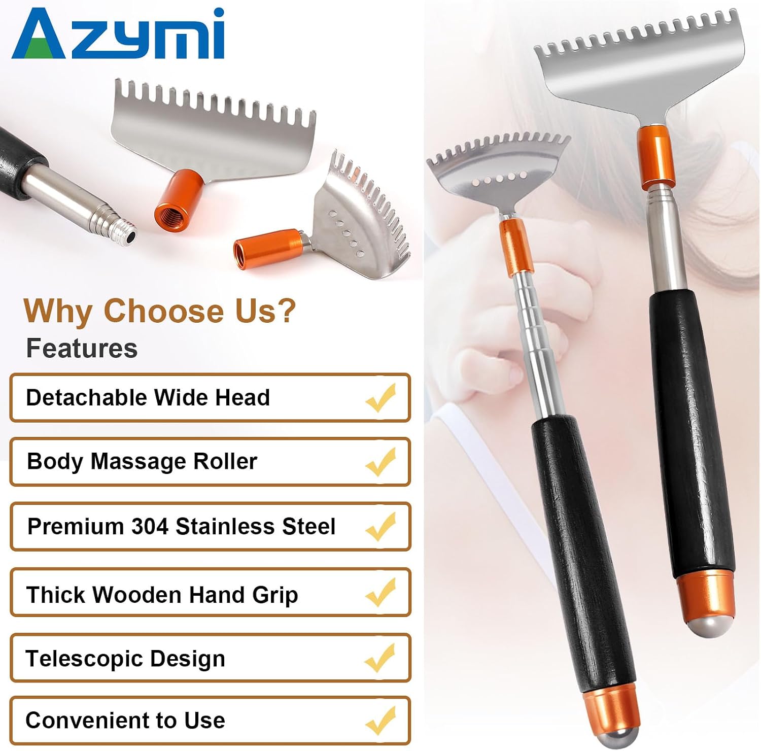 Back Scratcher Detachable Claws with Massage Roller