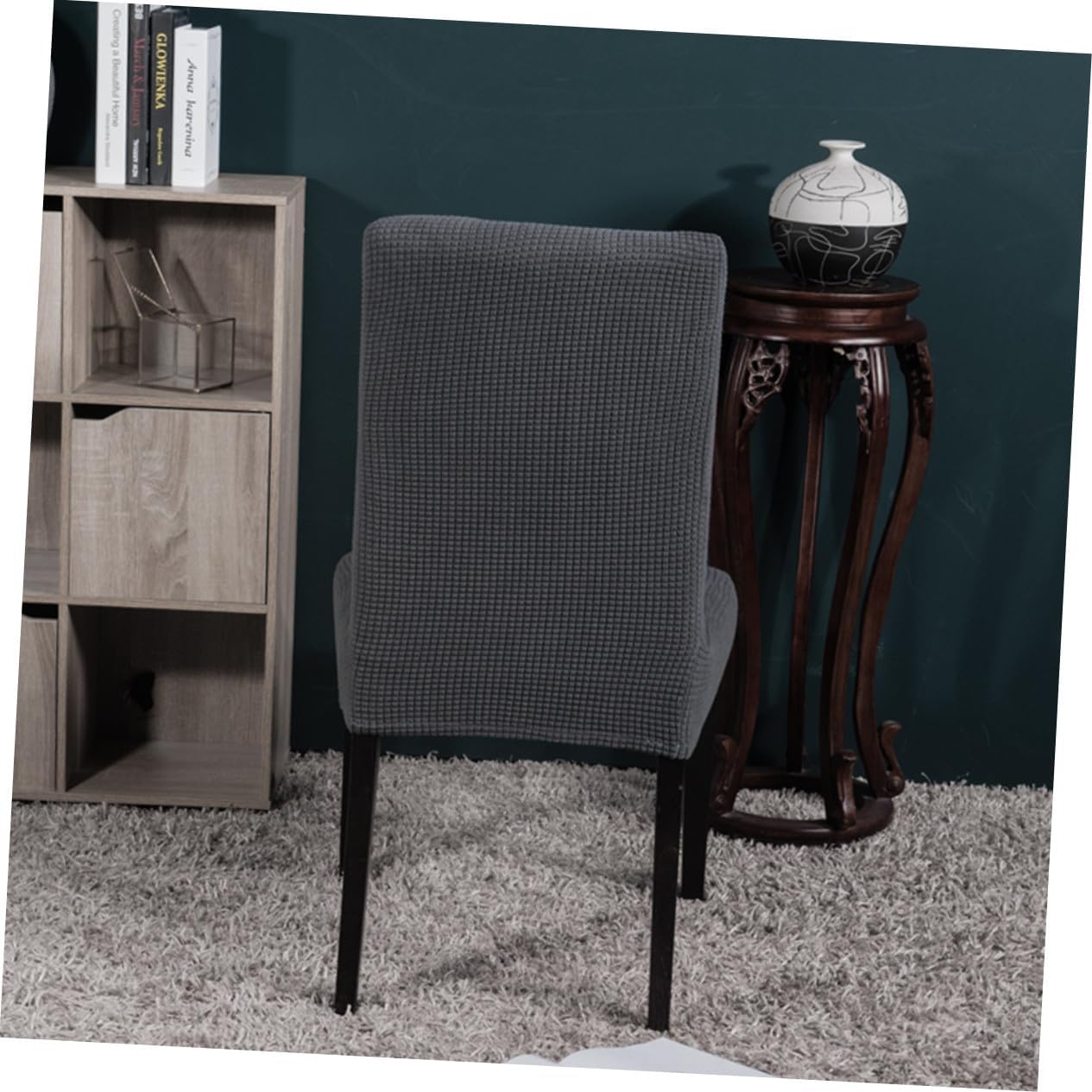 6pcs Stretchy Polyester Dining Chair Covers Elastic Full Protective Case for Home Office Banquet Chairs Removable Slipcovers Gray