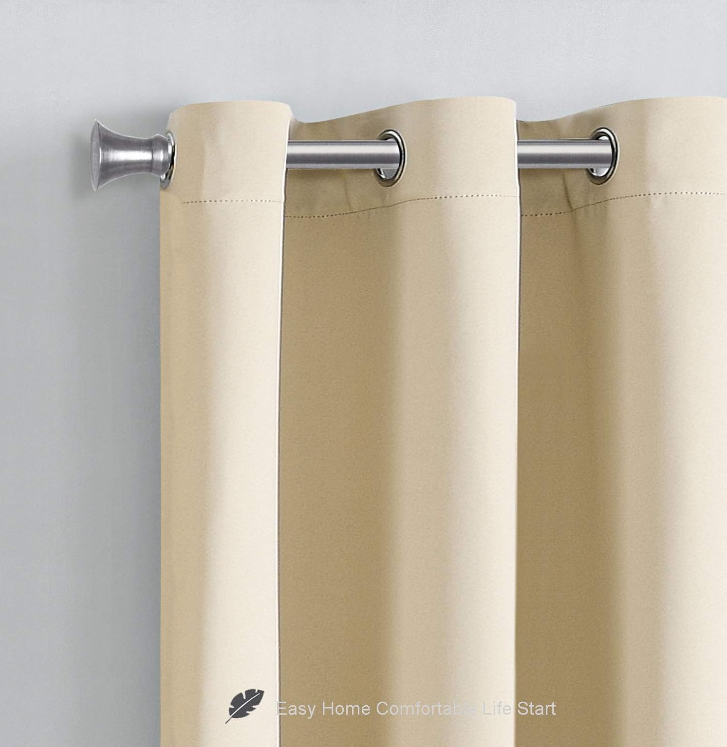 WPM Triple Weave Blackout Curtain Room Darkening 2 Panels/Drapes for Living Room, Beige Thermal Insulated Grommet Bedroom Window Draperies (Beige, 42" W X 84" L)