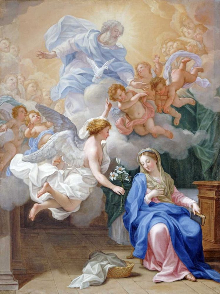 ART-PRINT-on-matte-paper-220gr- Zwiastowanie Odazzi Giovanni - Figuratywa pionowa Obraz figurki religia i duchowość Sztuka drukowana 31_X_23_in