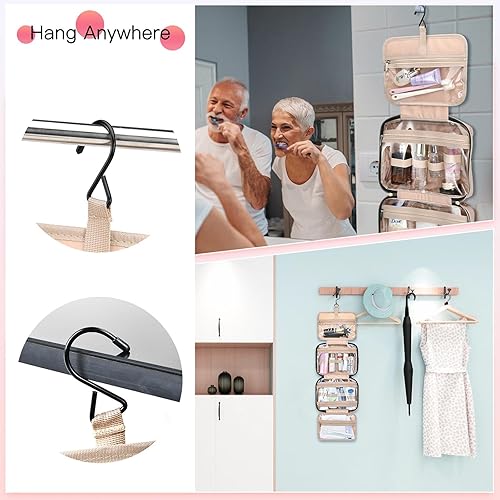 Miniatura 6 de Neceser para mujer, neceser de viaje para colgar y maquillar, Rosado, Medium (3