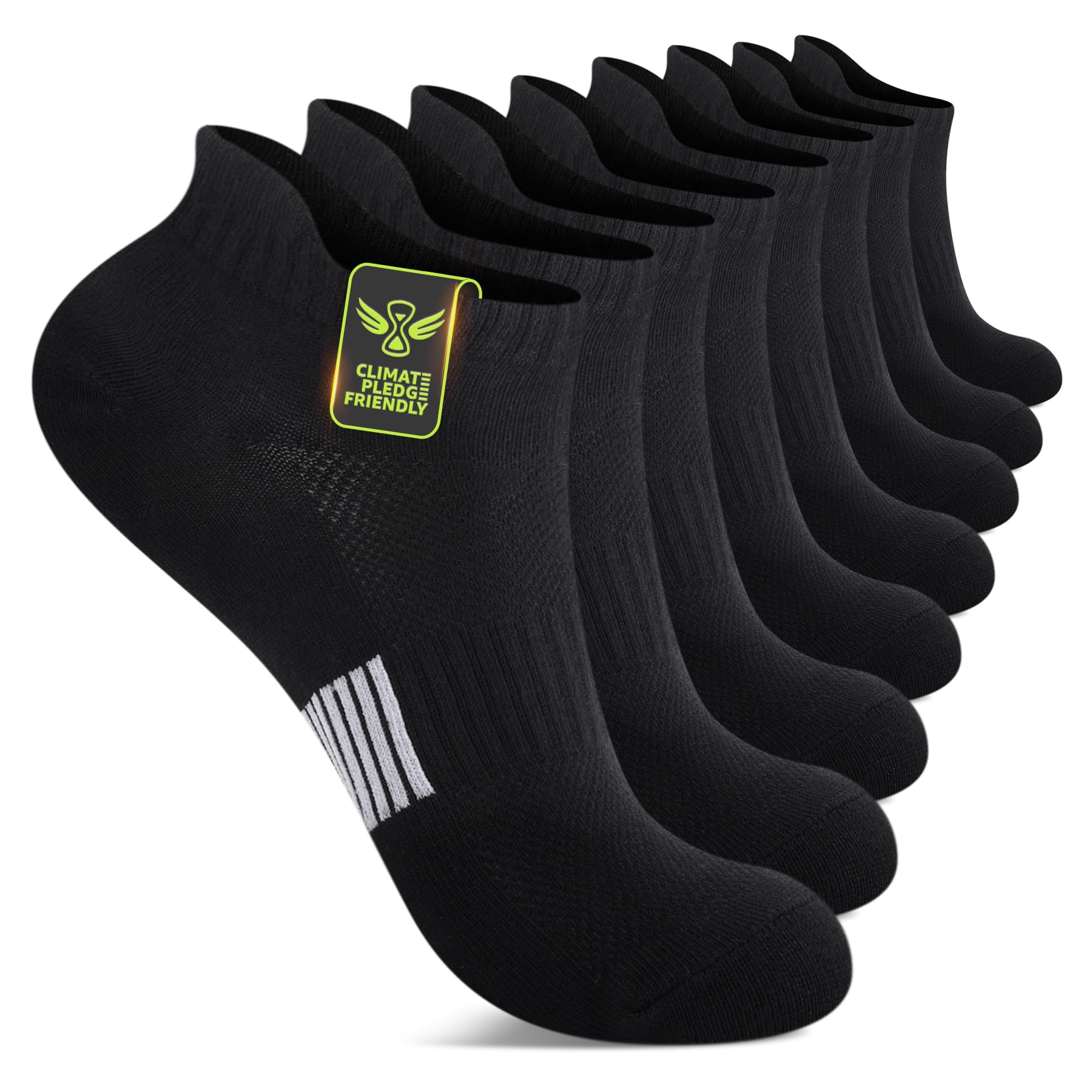 FALARY Sneaker Socken Damen & Herren Sportsocken Damen SneakerSocken 8 Paar Laufsocken Atmungsaktives Baumwollsocken Kurze Socken Schwarz Weiß