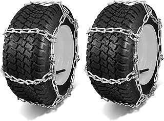 OakTen Set of 2 Tire Chains with Snow Blowers Lawn Garden Tractors Mowers and Rider, Fits for Tire Size 20x10.5x12, 21x10.5x12, 21x11x8, 22x10x10, 22x10x12, 23x9.5x12, 24x8x14, 24x8.5x12, 24x8.5-14