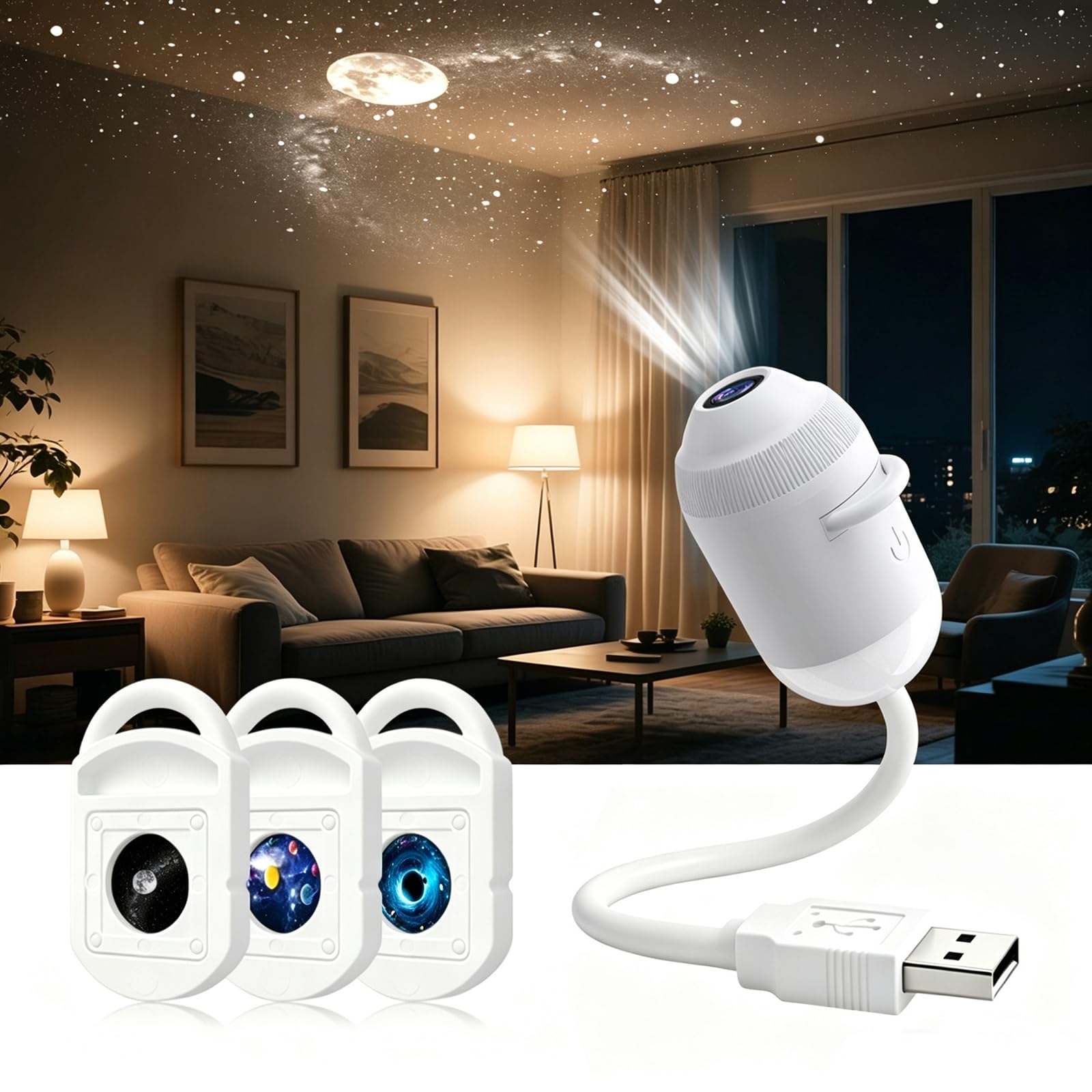 kaelwvn Hd Smart Dynamic 5d Holographic Night Light Projector (3 Films)