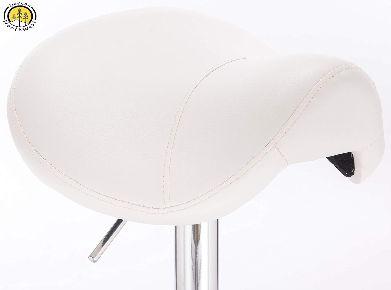 DevLon NorthWest Professional Saddle Stool Series Hydraulic Swivel Comfortable Ergonomic with Heavy Duty Metal Base for Clinic Dentist Spa Massage Salons Studio (White)