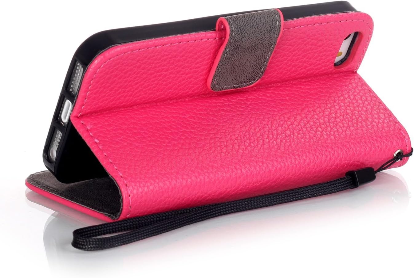 UrSpeedtekLive iPhone 5s Case, Premium PU Leather Flip Wallet Case Cover w/Magnetic Closure for Apple iPhone 5 / 5s (Built-in Credit Card/ID Card Slot) - Hot Pink