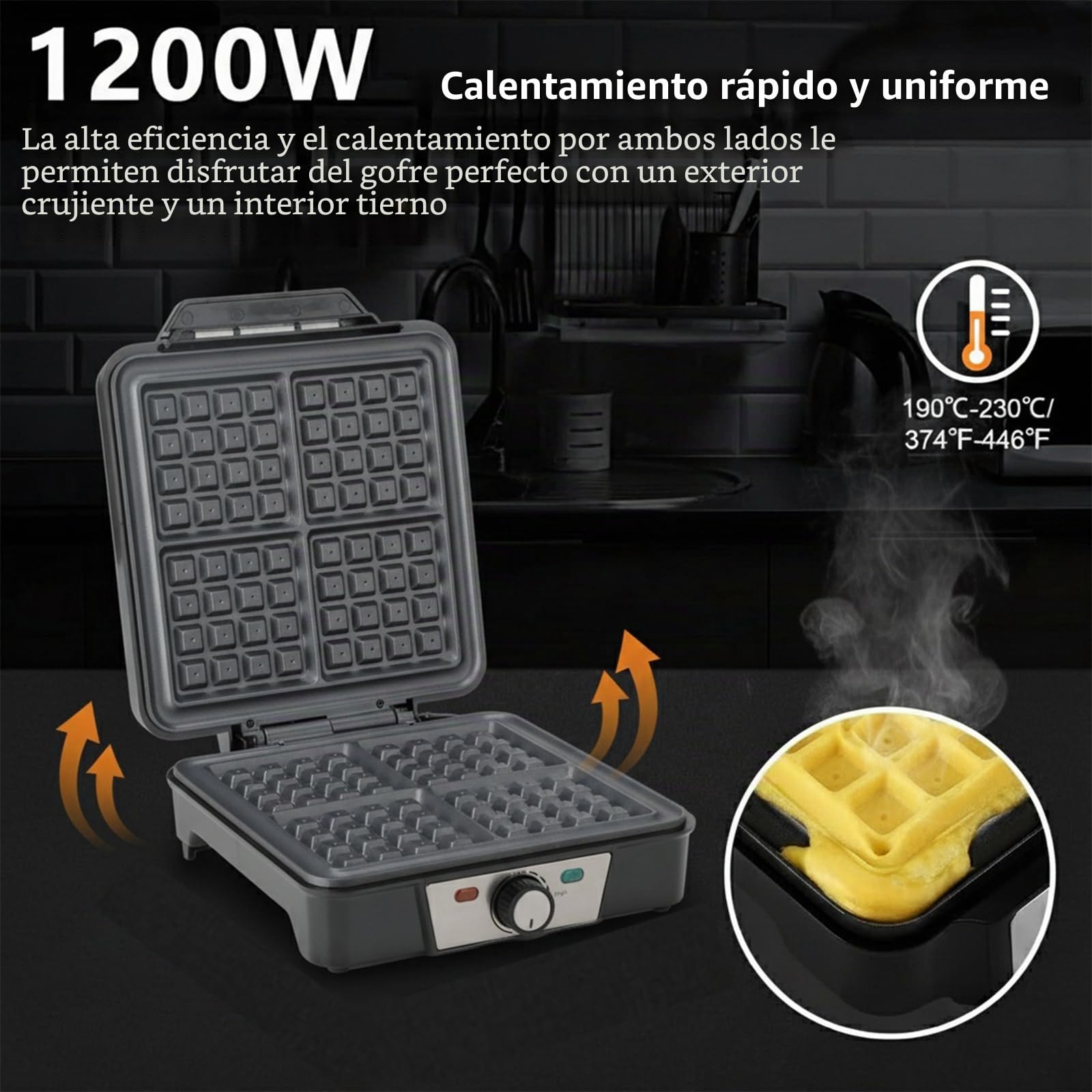 Romon Gofrera, Mini Gofrera para Gofres Eléctricas Waffle Maker pequeños con Revestimiento Antiadherente, 1200 W Waflera Sandwichera Pequeña para Cumpleaños, Fiestas Familiares, Pascua o Navidad