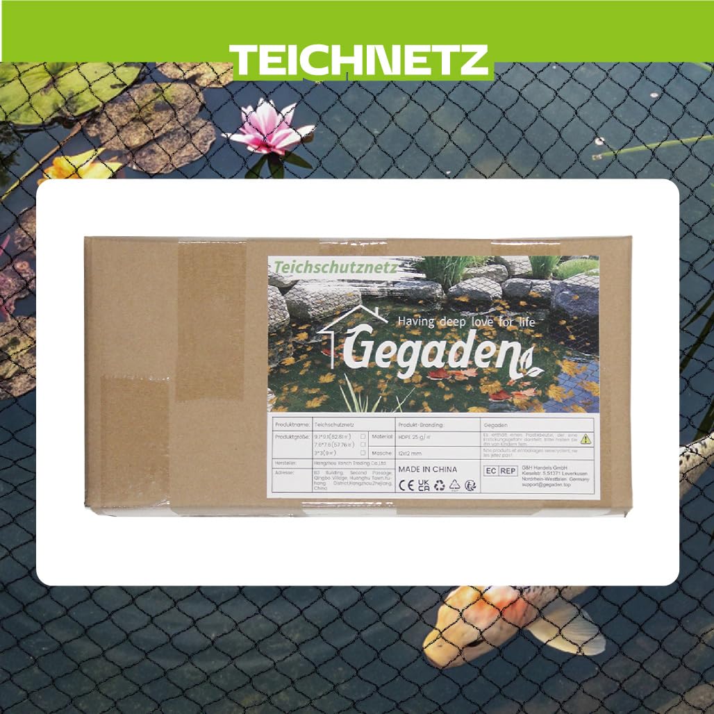 Teichnetz Feinmaschig 7.62x7.62m（58m²） Vogelschutznetz - Schwarz Teichnetz mit 12 Bodenankern | Witterungs- & UV-beständig | Laubnetz, Obstbaumnetz, Gartennetz