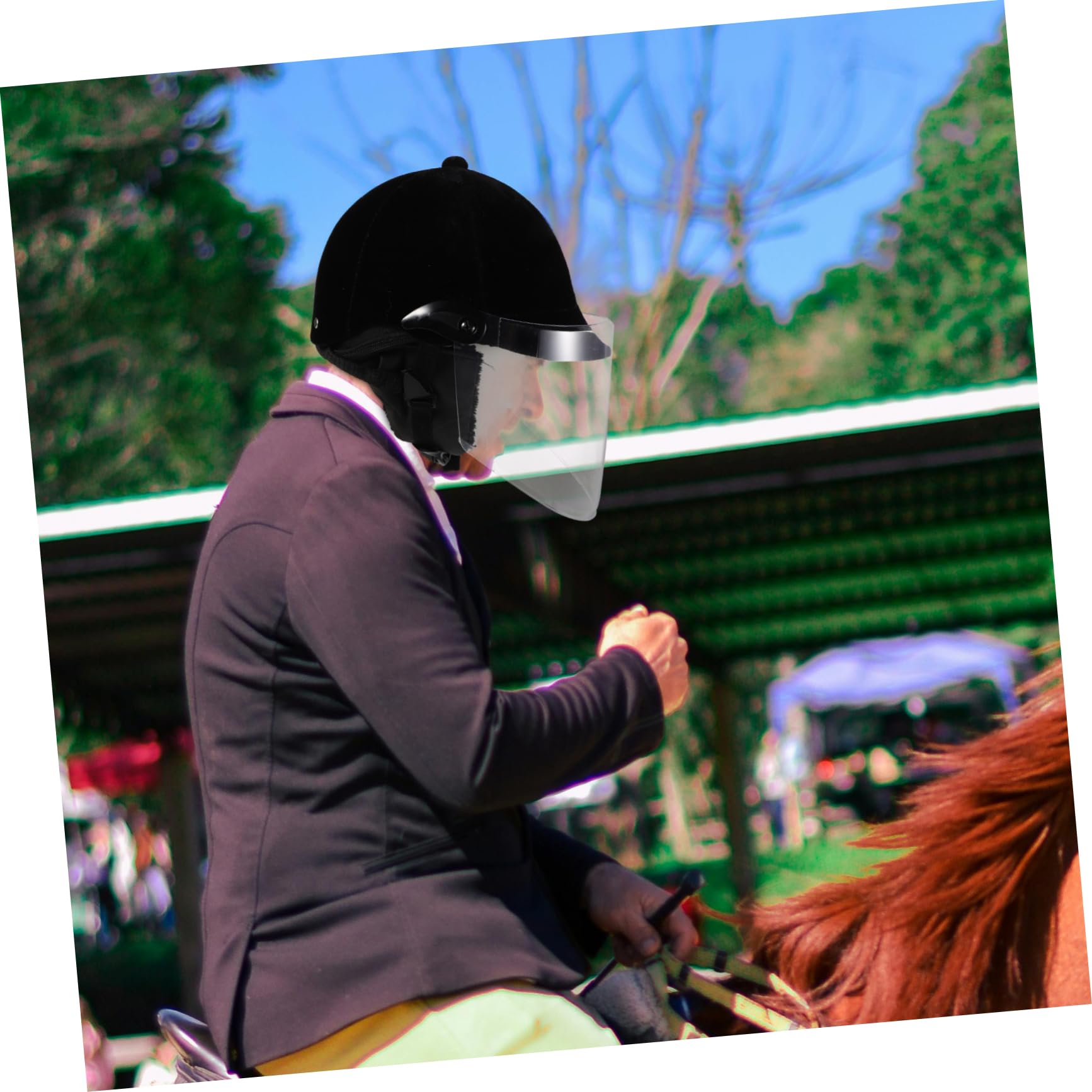 Casco da Equitazione Uomo Donna Protezione Completa Velluto Plastica Nero Adatto Sport Equestri e Ciclismo