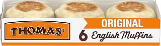 Thomas' Original English Muffins with Nooks & Crannies, 6 Count 13 oz - Toasting Perfection for Breakfast Lovers