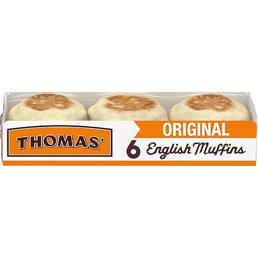 Thomas’ Original English Muffins, 6 Count, 13 Oz Package of English Muffins