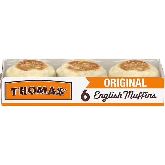 Thomas’ Original English Muffins, 6 Count, 13 Oz Package of English Muffins