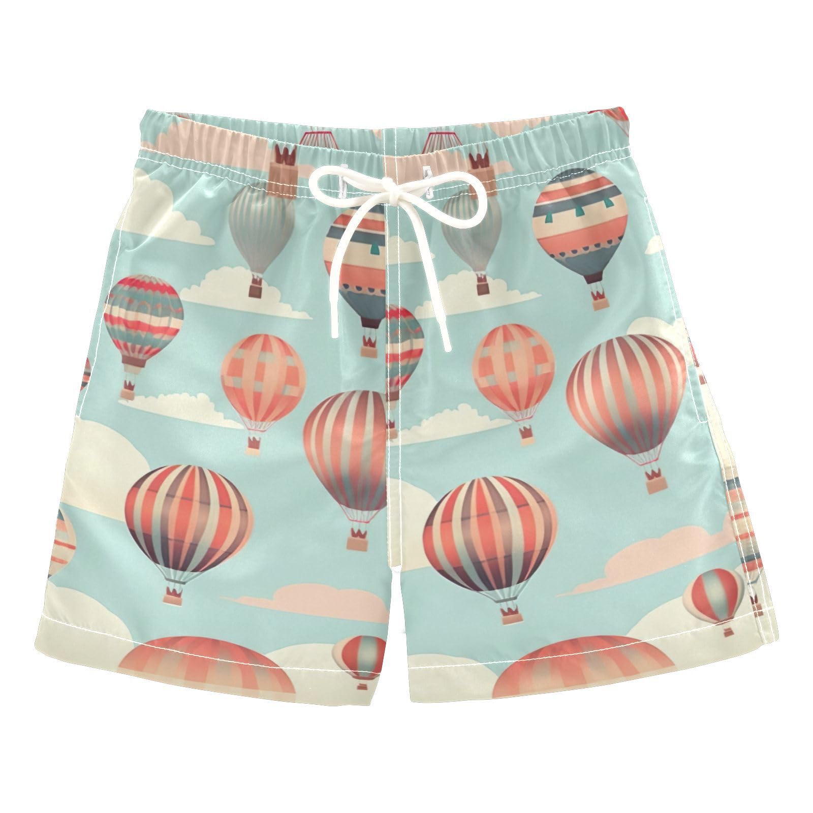 FLildon Sky Hot Air Balloons Boys Swim Trunks with Mesh Lining Quick Dry Beach Board Shorts, 4T