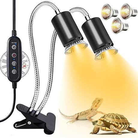Supreme Reptile Heat Lamp Clamp - Dual-Head Heating Lamp with Adjustable Bulbs