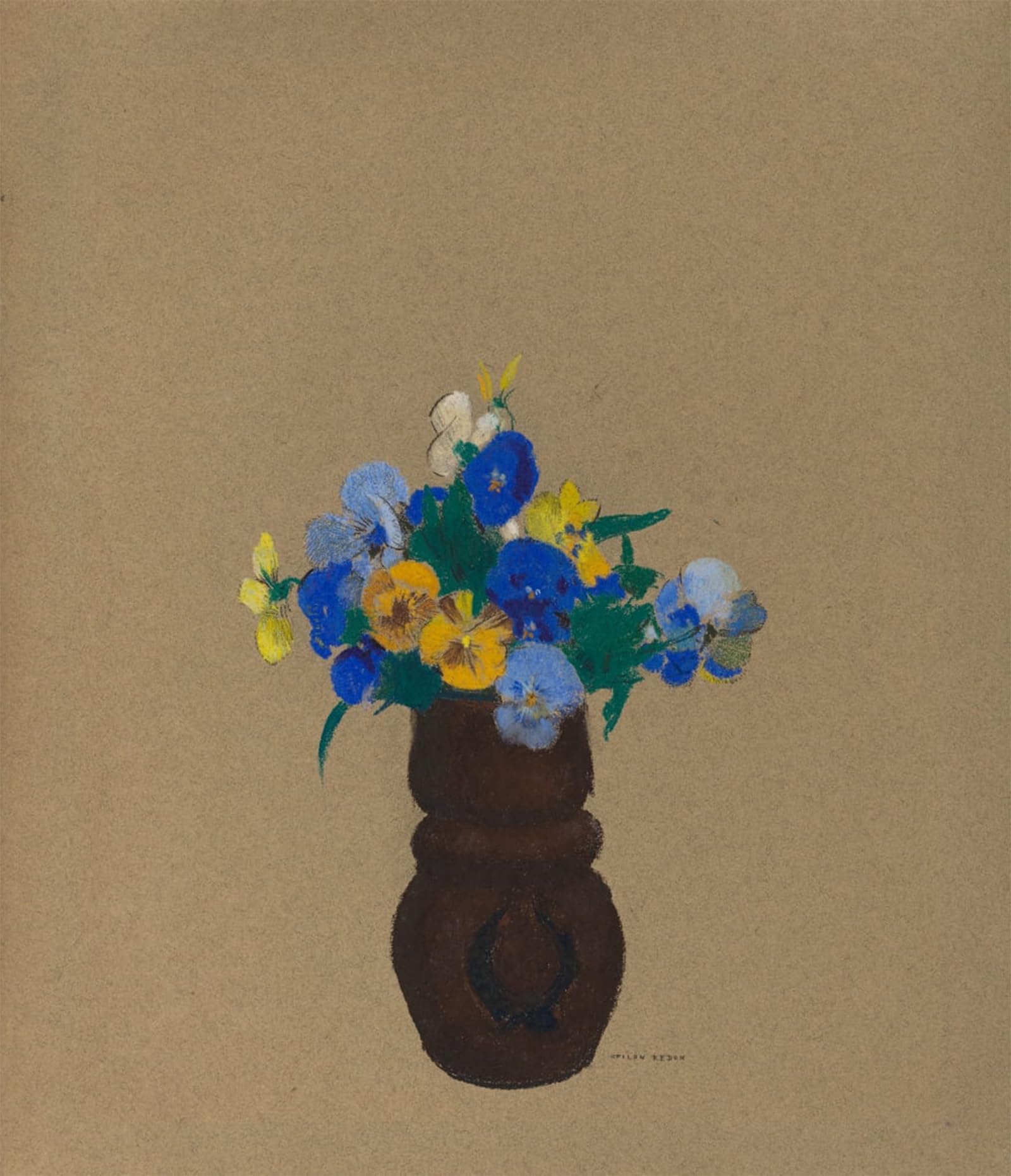 POSTERIIk Vintage Classic Picture Landscape Artwork Pansies by Odilon Redon Portrait Canvas Painting for Office Home Decor 60x90cm