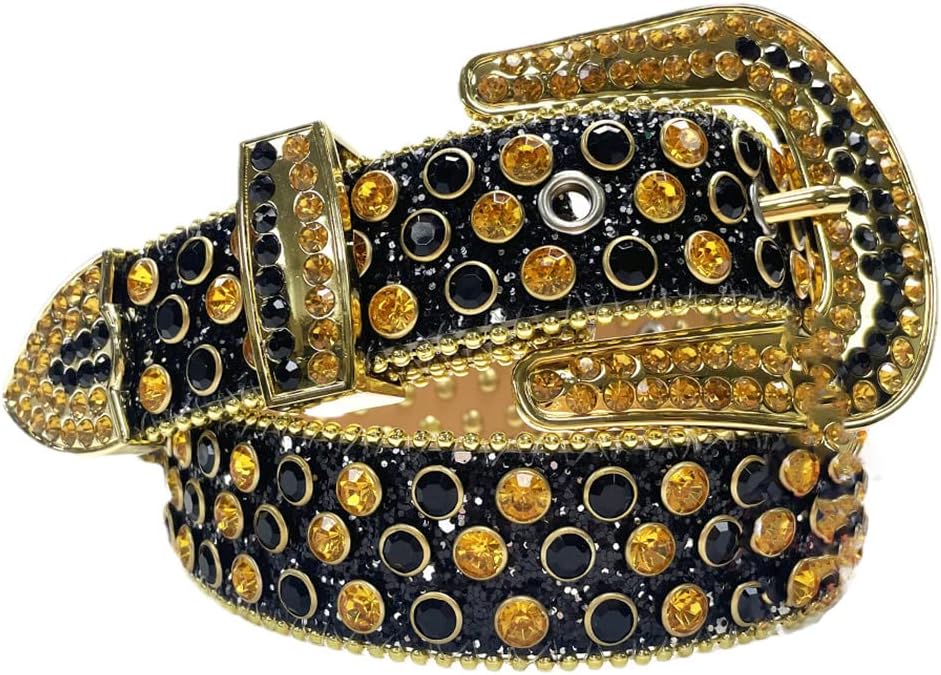 Western Rhinestone Belt Luxury Bling Unisex Dimond Belt Genuine PU Leather Crystal Belts For Woman