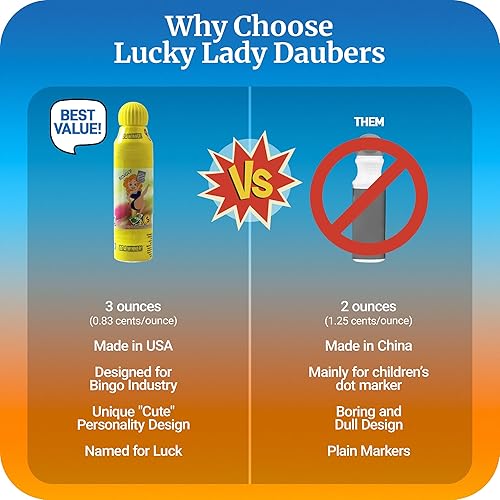 Miniatura 6 de Lucky Lady Bingo Daubers - Paquete de 6 colores mezclados