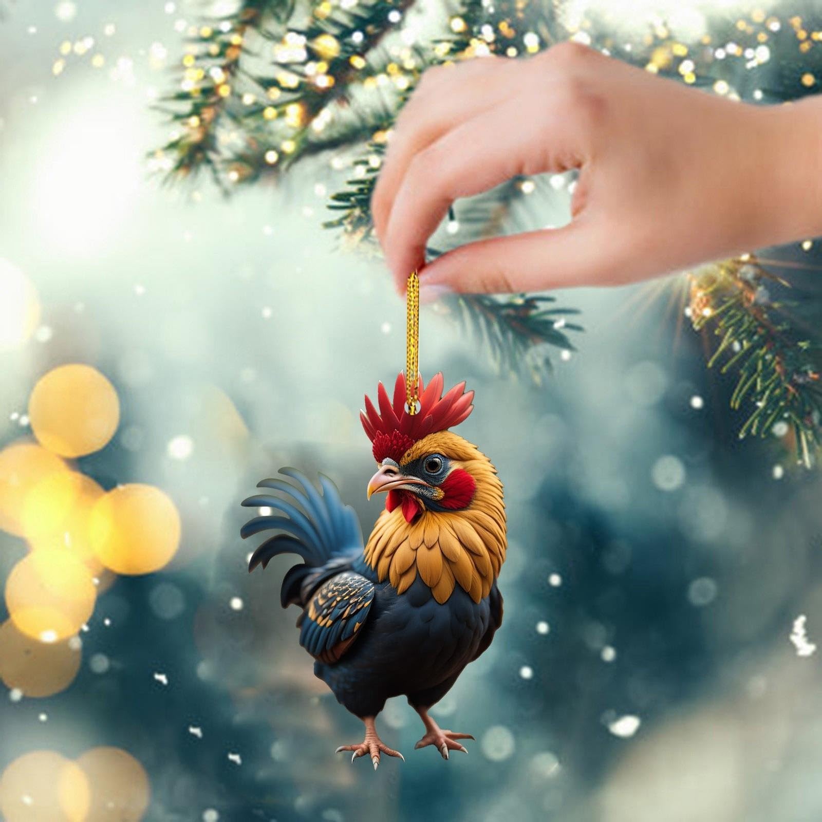 Adornos De Navidad Miniaturas Gallo Escultura Pollo Figuras | Meses Sin Interés