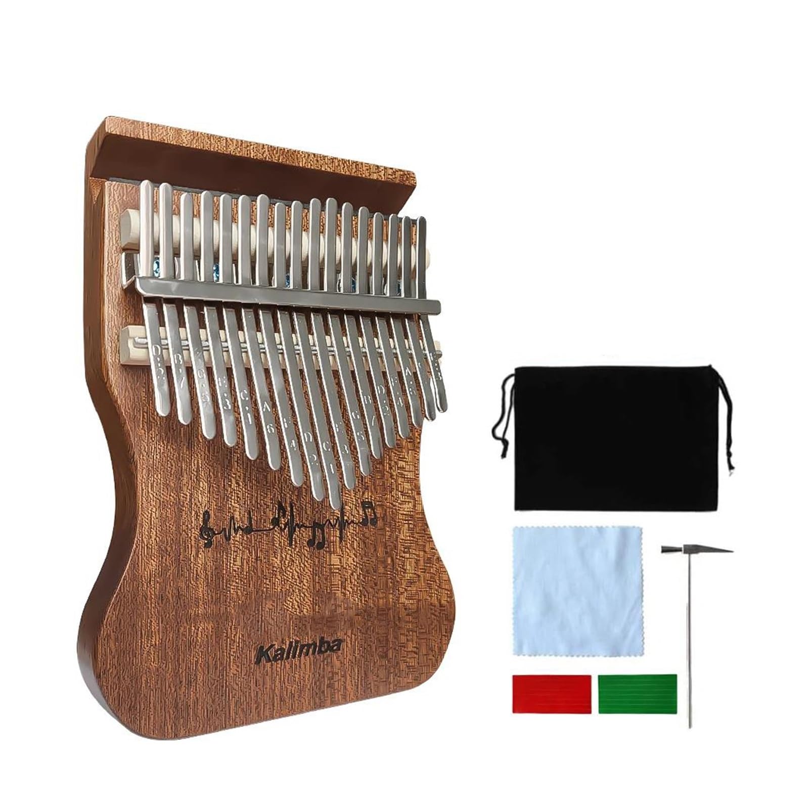 Kalimba De 17 Teclas Con Cuerpo De Madera Maciza Y Soporte Para Teléfono Incorporado Adecuado Para Principiantes