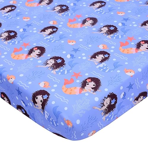 Cloele Mermaids - Sábana bajera ajustable para cuna para bebé, paquete de 1 sábana acogedora para colchones estándar de cuna y niños pequeños,