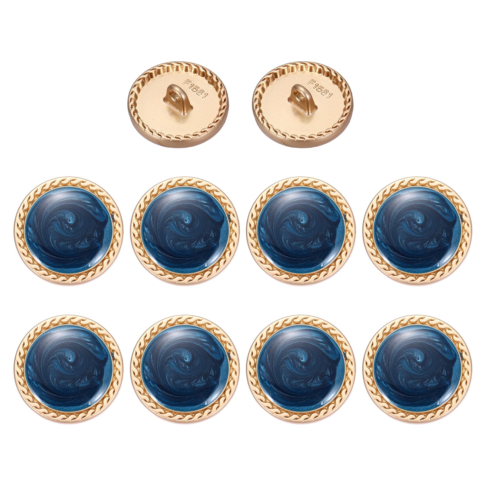 sourcing map Metal Vintage Gold Button 20mm Round Metal Sewing Button Alloy Shank Replacement for Women's Suit Woolen Coat Shirt Dress Sewing, Navy Blue Pack of 10