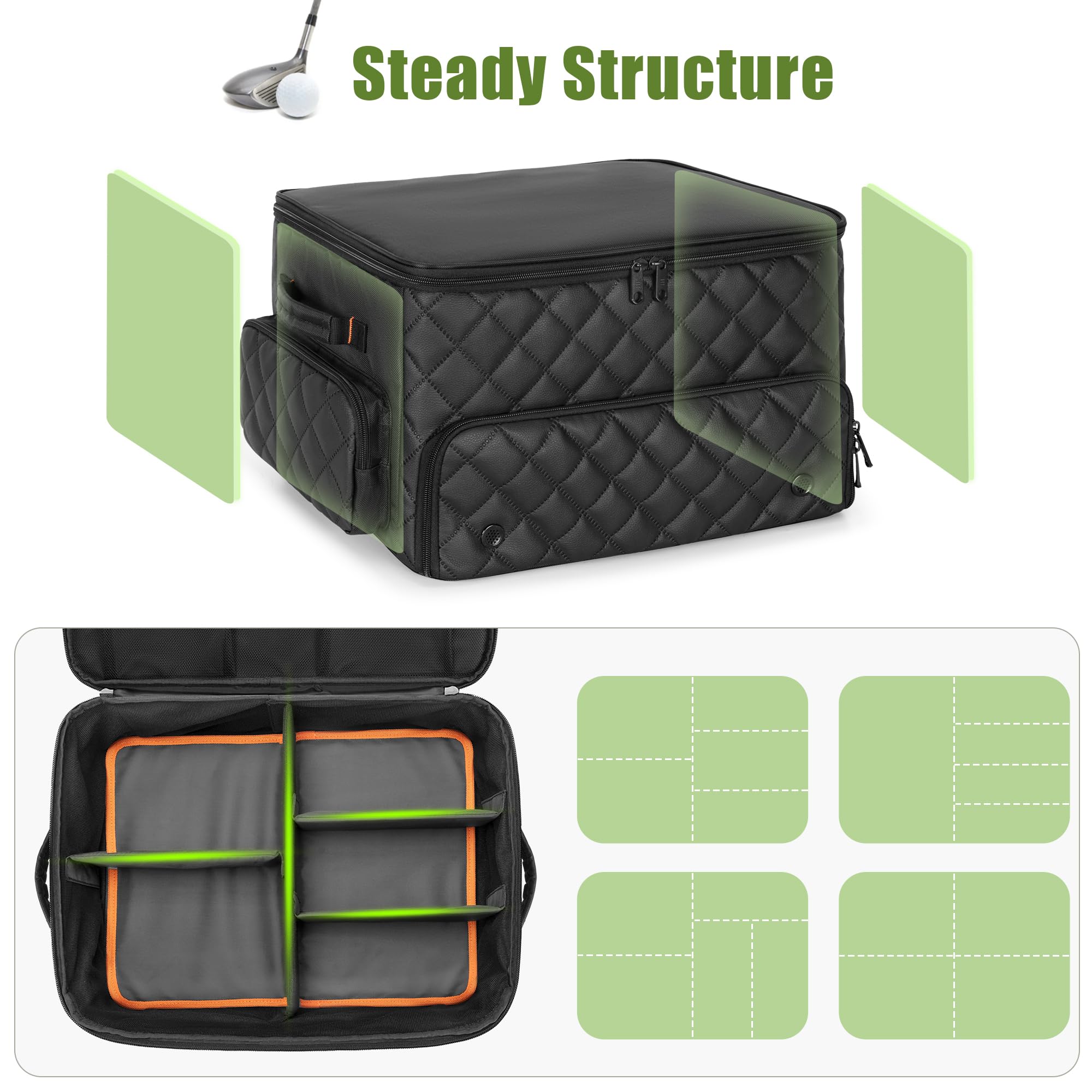 PGmoon Organizer per Bagagliaio da Golf a 2 Strati, Borsa per Riporre Auto da Golf con Scomparto Ventilato per 2 Aia di Scarpe, Armadietto per Auto da Golf per Palline, Vestiti, Tee, Guanti