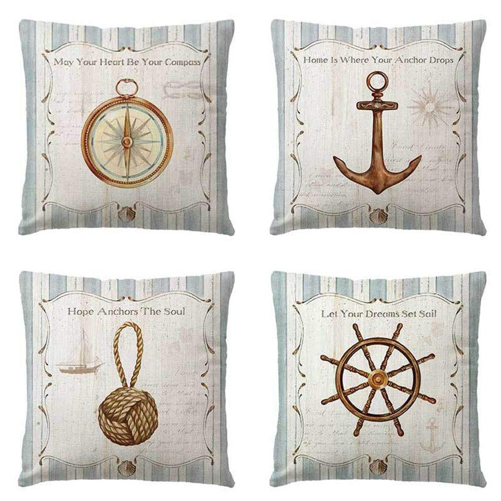 Taie 45x45cm bateau ancre pour masquer l'usure de votre sofa salon