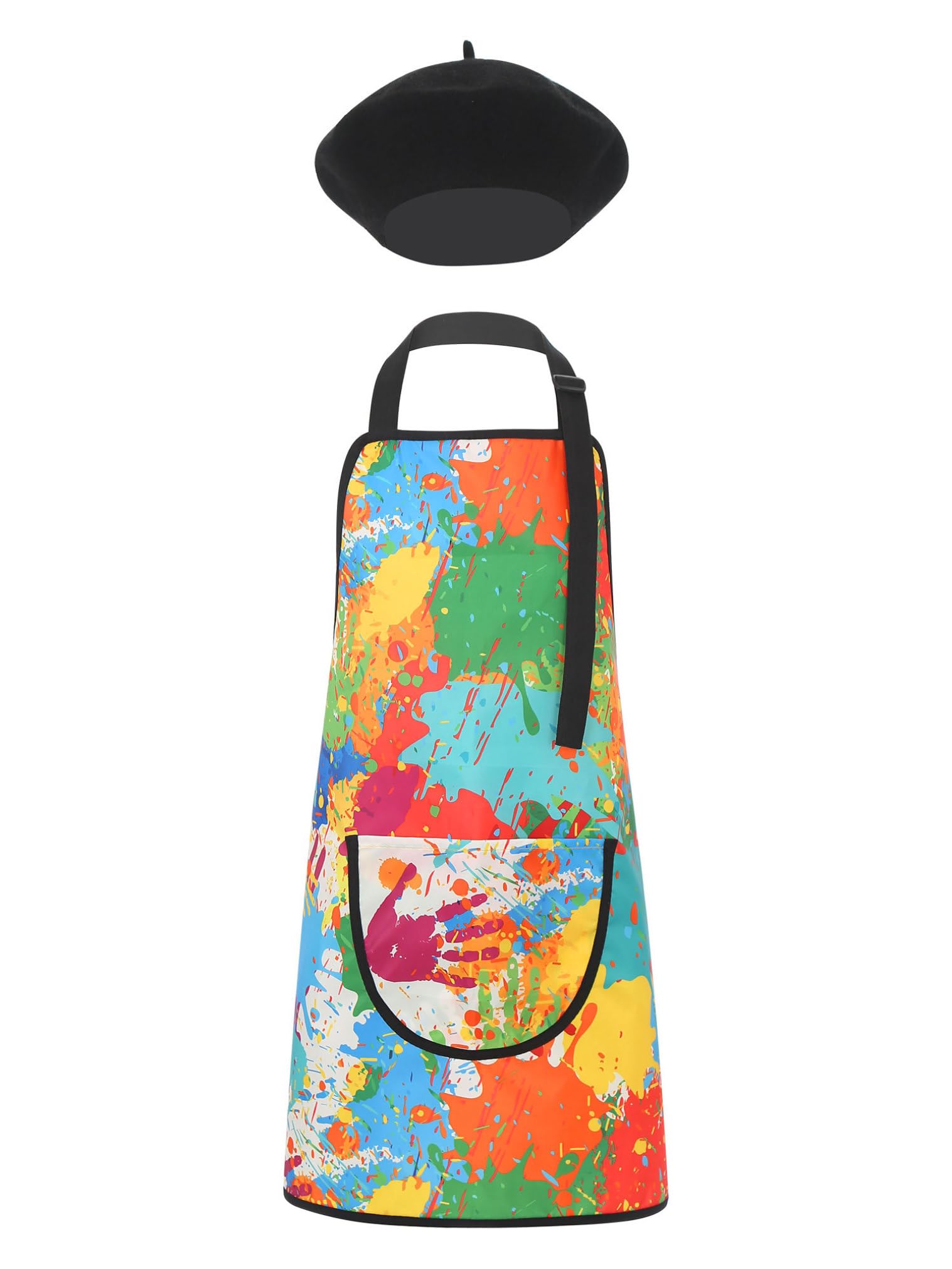 JEATHA Delantal De Pintura Para Niños Delantal De Cocina + Gorro Bata Escolar Pintura Impermeable Delantal Colorido Con Bolsillo Delantal Cosplay
