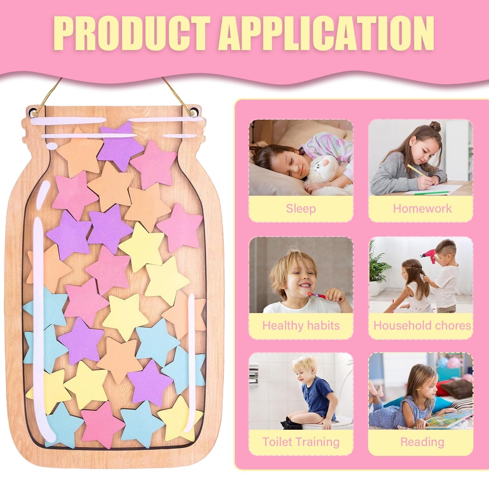 Star Reward Jar, 30Pcs Reward Jars for Children with Stars Good Behaviour Chart Reward Pot - Image 4