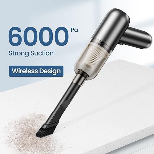 Miniatura 10 de Mini aspiradora portátil para automóvil con potente succión, barredora inalámbrica de alta potencia, eliminador de polvo, ligera, fácil de sostener,