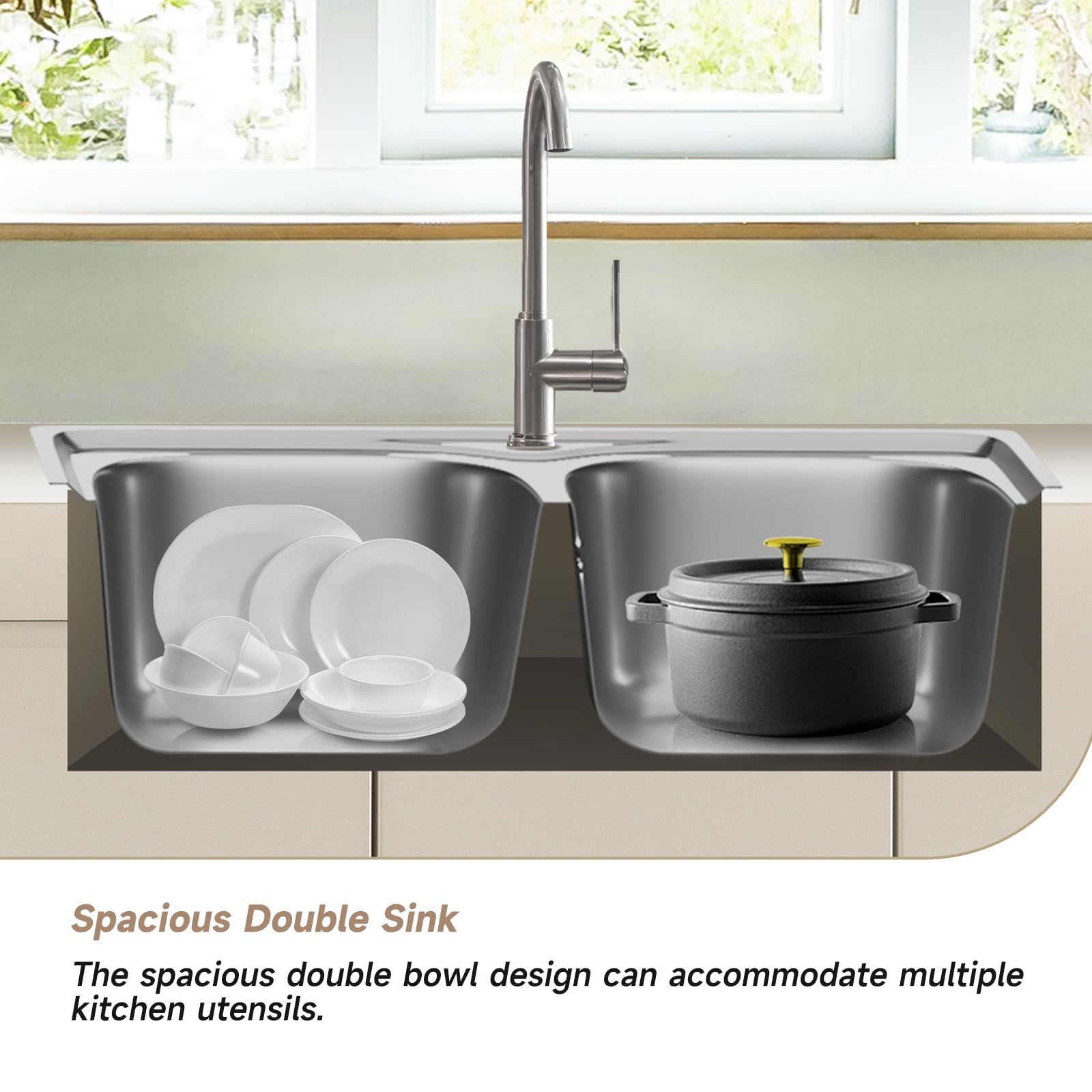 Melanstar Edelstahl Spülbecken 80x50cm - Doppelspüle Mit Siphon