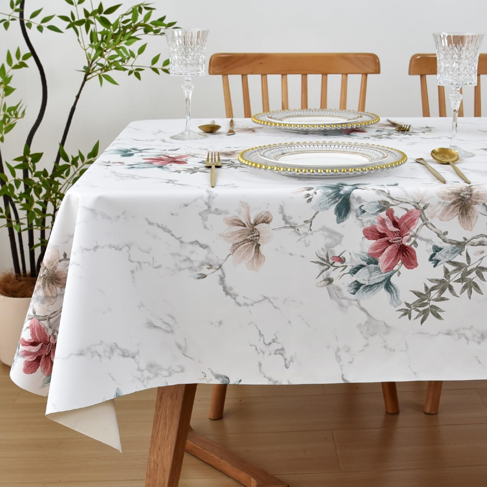 Yofori PVC Table Cloth, Floral, 137x250cm, Rectangular