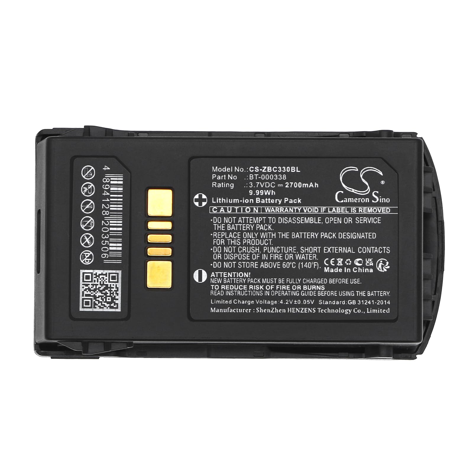 TECHTEK Batteria 2700mAh compatibile con [Zebra] MC33, MC330, MC3300, MC330K, MC330M sostituisce BT-000337, BT-000338, BTRY-MC33-27MA-01